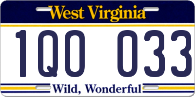 WV license plate 1QO033