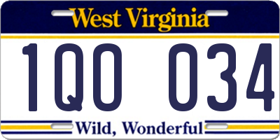 WV license plate 1QO034