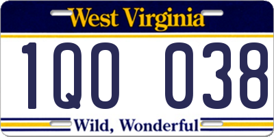 WV license plate 1QO038