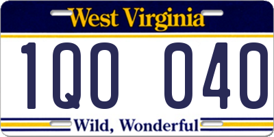 WV license plate 1QO040