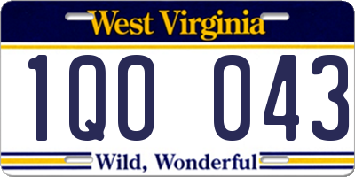 WV license plate 1QO043