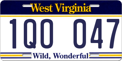WV license plate 1QO047