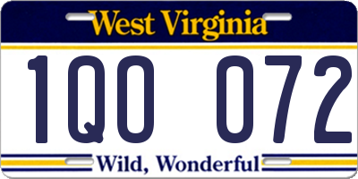 WV license plate 1QO072
