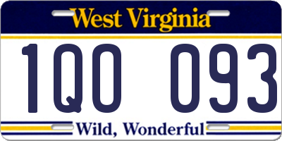 WV license plate 1QO093
