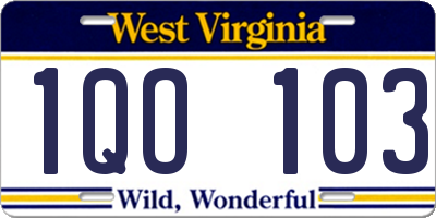 WV license plate 1QO103