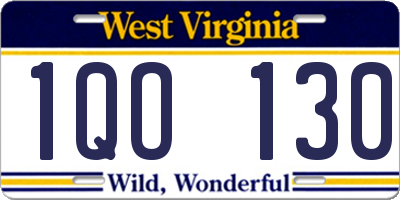 WV license plate 1QO130