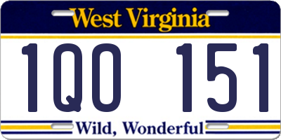 WV license plate 1QO151