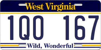WV license plate 1QO167