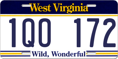 WV license plate 1QO172