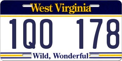 WV license plate 1QO178