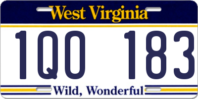 WV license plate 1QO183