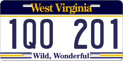 WV license plate 1QO201