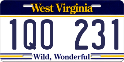 WV license plate 1QO231