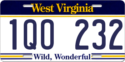 WV license plate 1QO232
