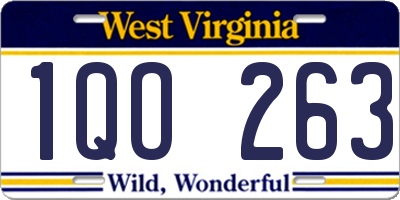 WV license plate 1QO263