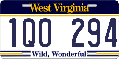WV license plate 1QO294