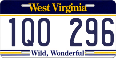 WV license plate 1QO296