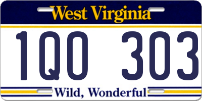 WV license plate 1QO303
