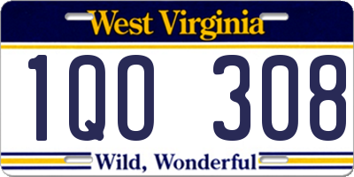 WV license plate 1QO308