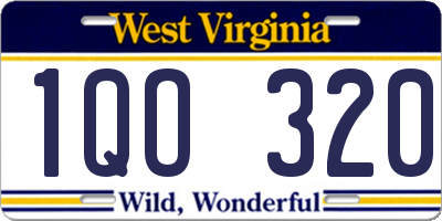 WV license plate 1QO320