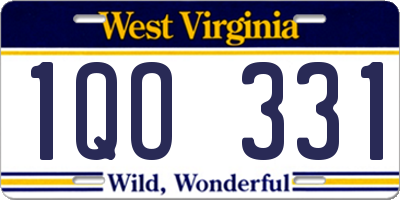 WV license plate 1QO331