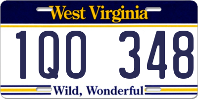WV license plate 1QO348