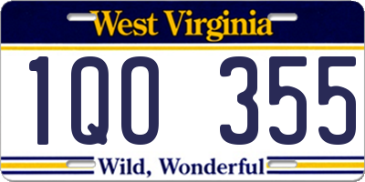 WV license plate 1QO355