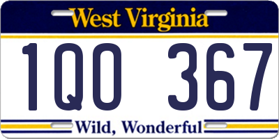 WV license plate 1QO367