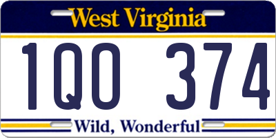 WV license plate 1QO374