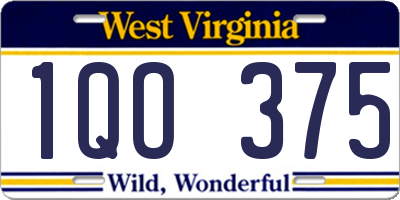 WV license plate 1QO375