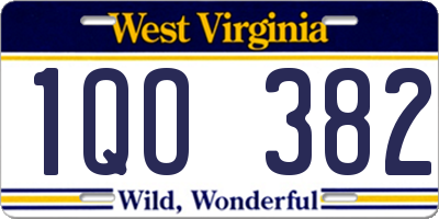 WV license plate 1QO382