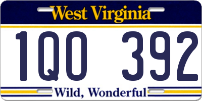 WV license plate 1QO392