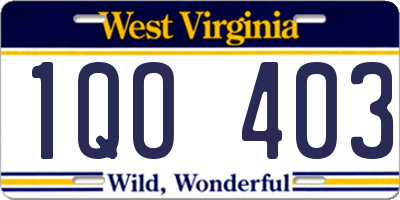 WV license plate 1QO403