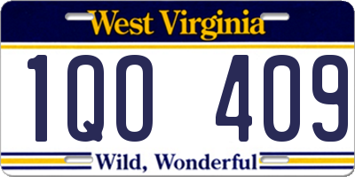 WV license plate 1QO409