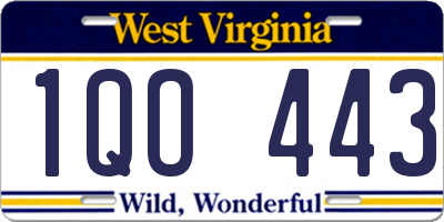 WV license plate 1QO443