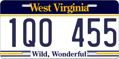 WV license plate 1QO455