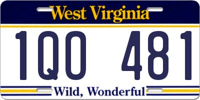 WV license plate 1QO481