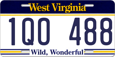 WV license plate 1QO488