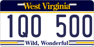 WV license plate 1QO500