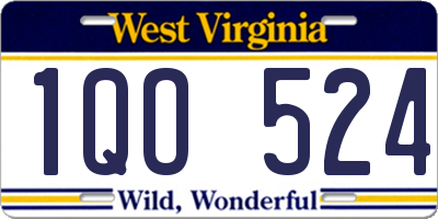 WV license plate 1QO524