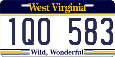 WV license plate 1QO583