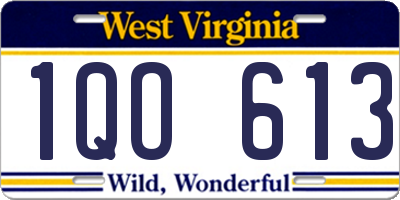 WV license plate 1QO613