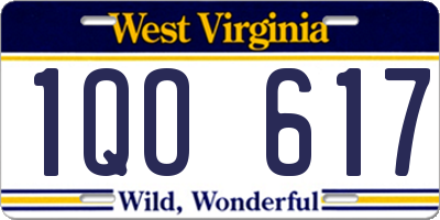 WV license plate 1QO617