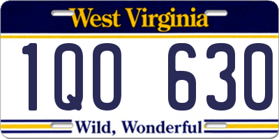 WV license plate 1QO630