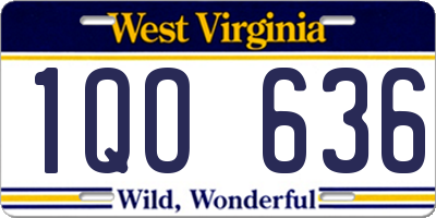 WV license plate 1QO636