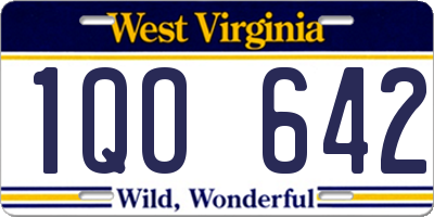 WV license plate 1QO642
