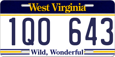 WV license plate 1QO643