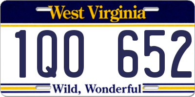 WV license plate 1QO652