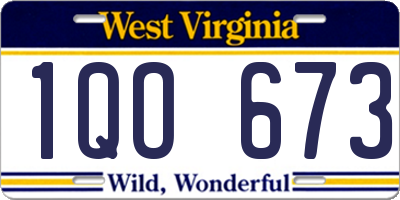 WV license plate 1QO673