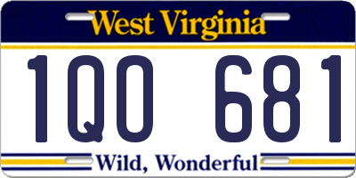WV license plate 1QO681